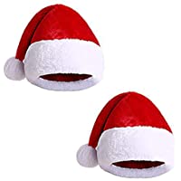 Pack 2 Gorro Papá Noel de Navidad- Santa Claus Terciopelo de Felpa Suave Engrosados- Cálido Sombreros Rojos Navideño de…